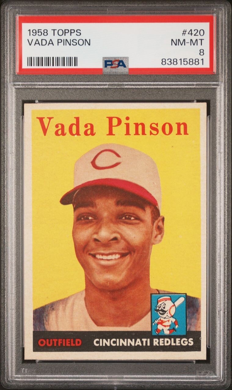 1958 TOPPS  #420  VADA PINSON  RC  PSA 8