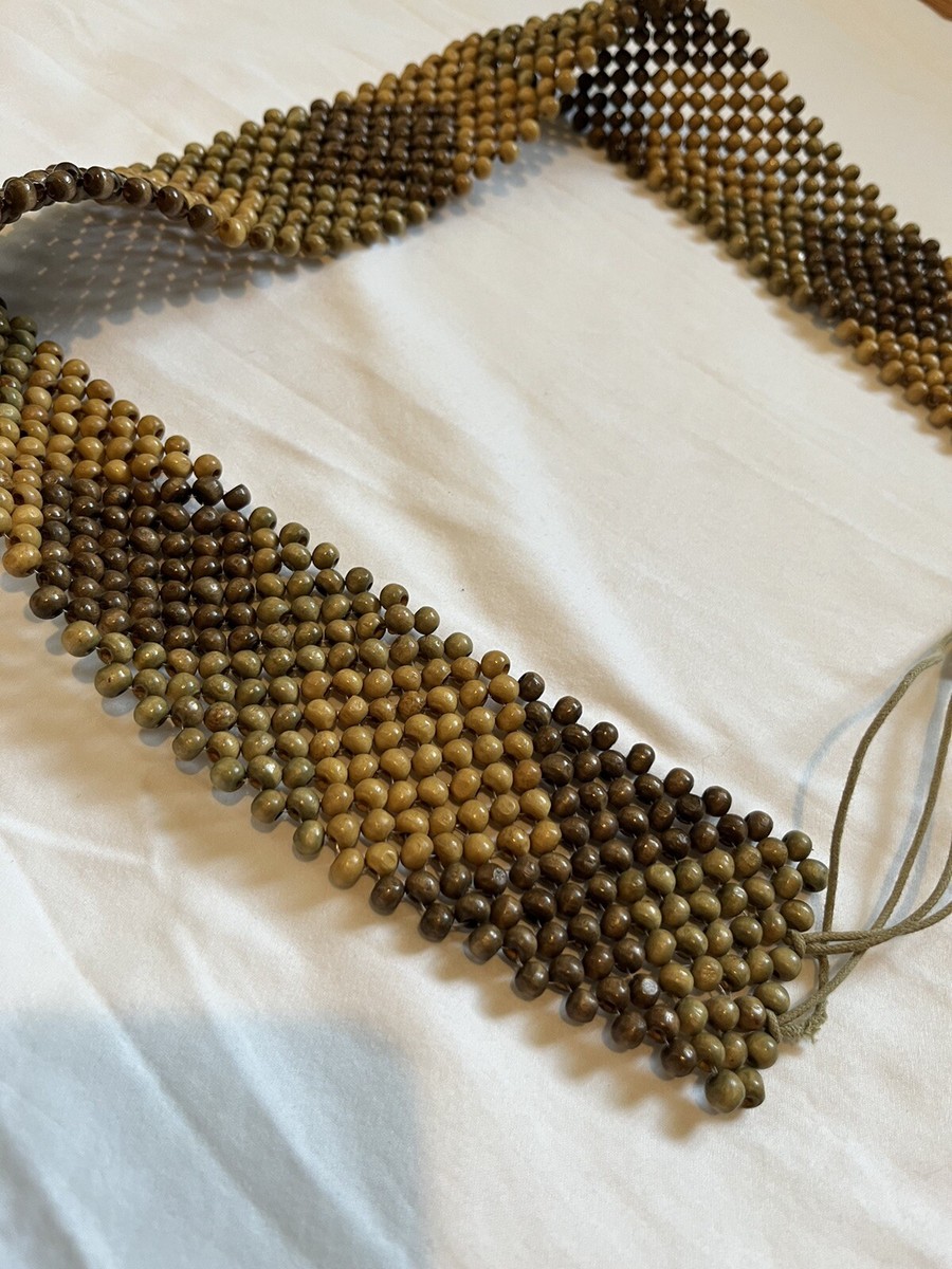 Vintage Belt Wooden Beaded Y2K Hippie Boho Tie Adjustable 