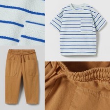 NWT Zara Baby Boy Crepe Tee Shirt Baggy Wide Pants Boho Crew Nautical 18-24m LOT