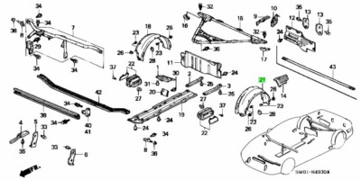 HONDA GENUINE OEM NSX NSX-R NA1 NA2 REAR INNER LEFT&RIGHT FENDER