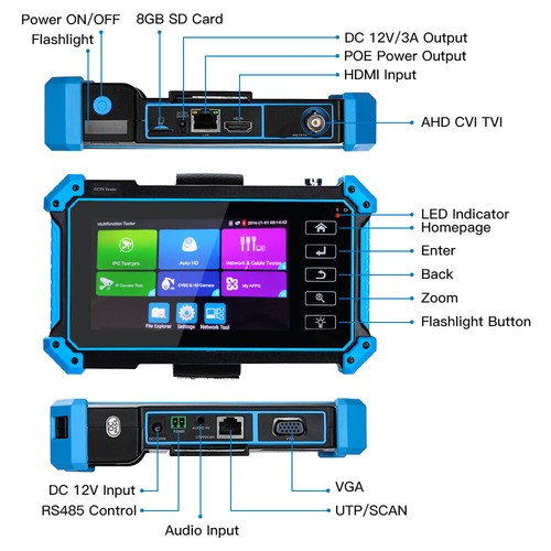 5" Touch Screen WIFI IP Camera Tester 8MP AHD CVI TVI CVBS IPC Tester 4K Video - Picture 4 of 13