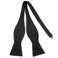 Mens Solid Bowtie Woven Self Tie Bow Ties Tuxedo  Wedding Bowties Black