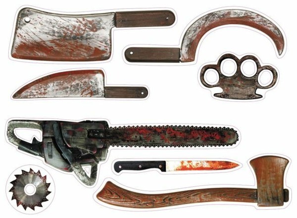 Bloody Weapons Wall Art Stickers Chainsaw Axe Halloween Prop Decoration ...