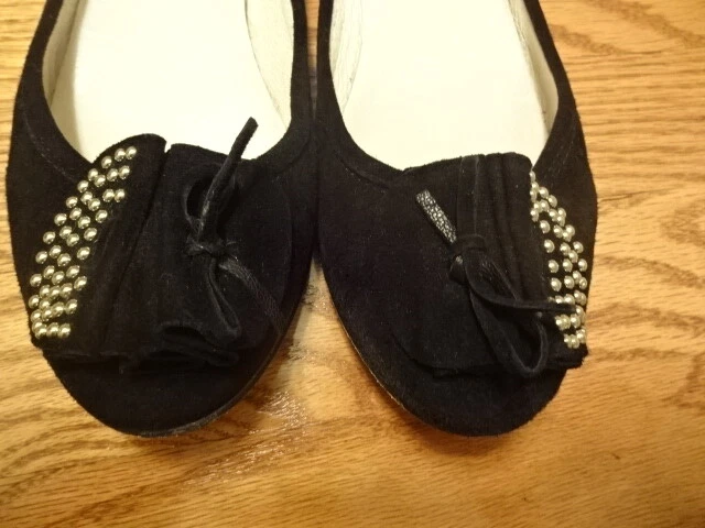 Andre Assous Italian All Leather Suede Black Flats Ballets Shoes Sz 9 B - Image 4 of 4