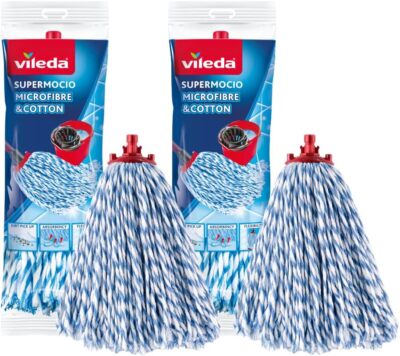 Vileda Supermocio Mikrofaser und Baumwolle Mop Mine, 2er-Pack
