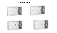 Double Twin 25mm White Wall Pattress Back Box, 2 Gang Electric Socket