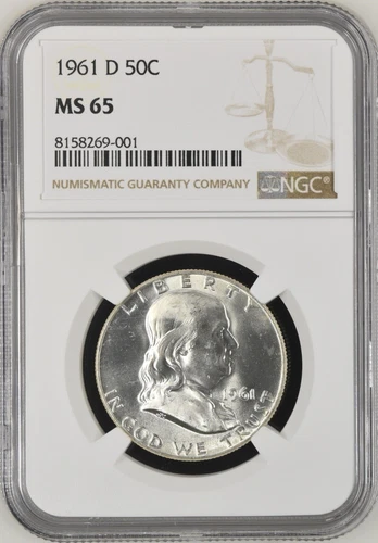 1961-D 50C  Franklin Half Dollar NGC MS65  8158269-001