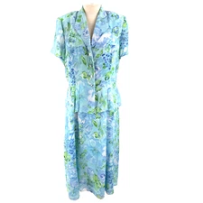 Danny & Nichole Maxi Dress Women's 16 Blue Floral 2pc Set Jacket Career Wear