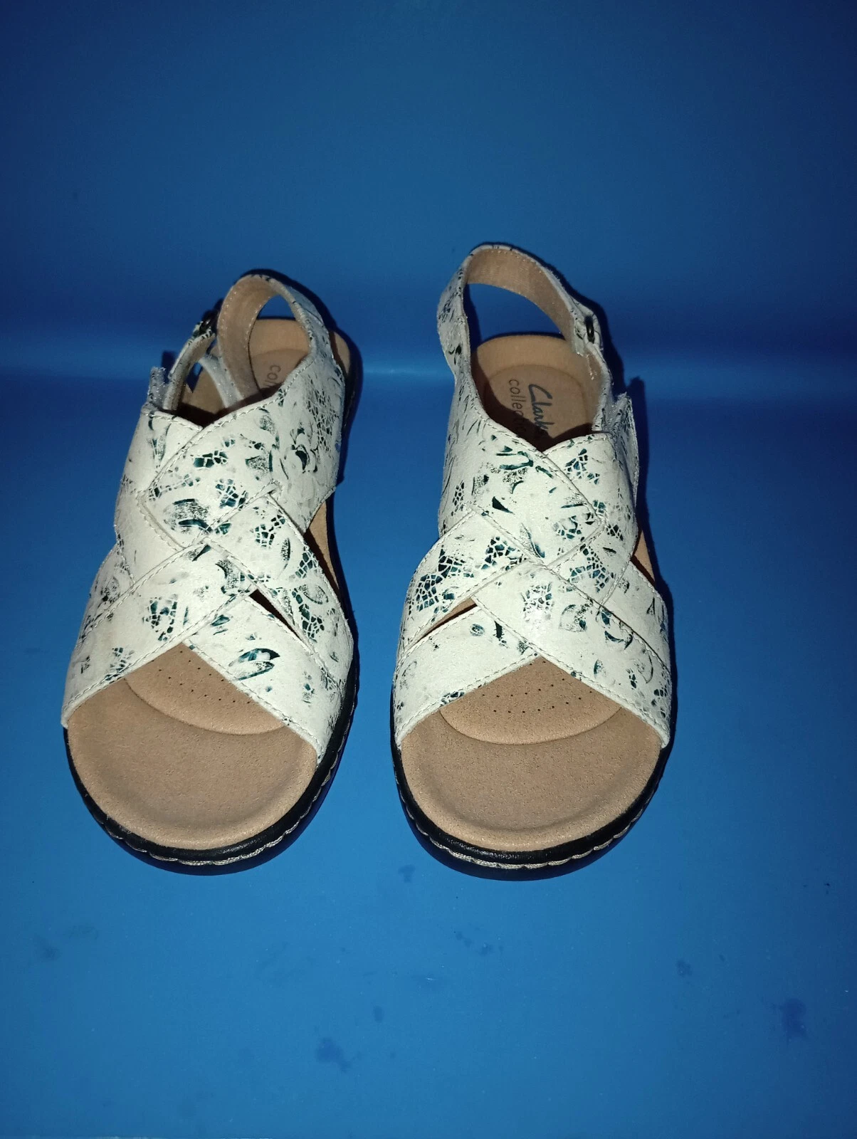 Sandali regolabili Clarks Collection Merliah Echo blu floreali donna 6 5 nuovi con etichette
