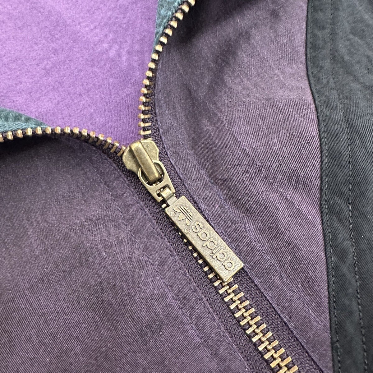 Vintage Adidas Windbreaker 1/4 Zip Purple Black 80s Made In Vintage Adidas Windbreaker 1/4 Zip Purple Black 80s Made In