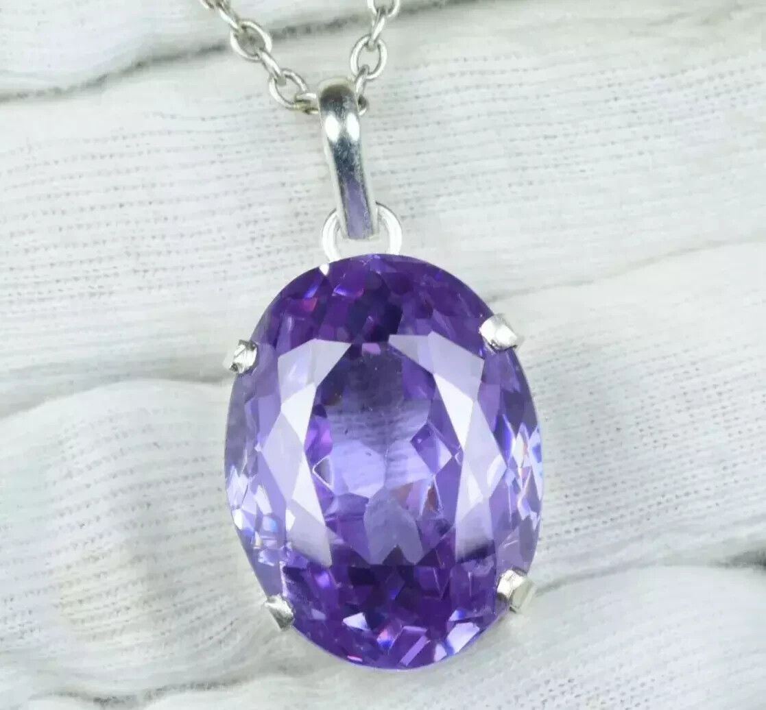 A+ Certified Natural Lavender Zircon 925 Sterling Silver Pendant 97 Ct HG Gemstone