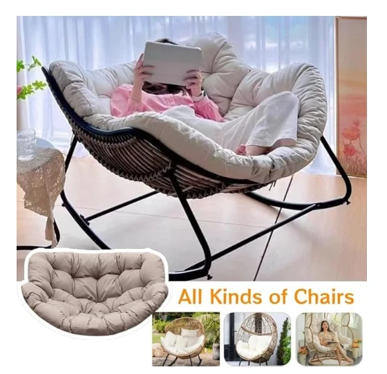 COJÍN SILLA PAPASAN MECEDORA HUEVO INTERIOR EXTERIOR GRUESO IMPERMEABLE COJÍN CAQUI Foto 4 de 4