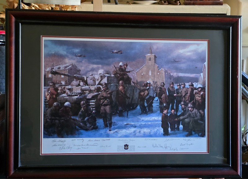 Rare signed "Breakout From Bastogne" WWII print by Matt Hall Band of Brothers