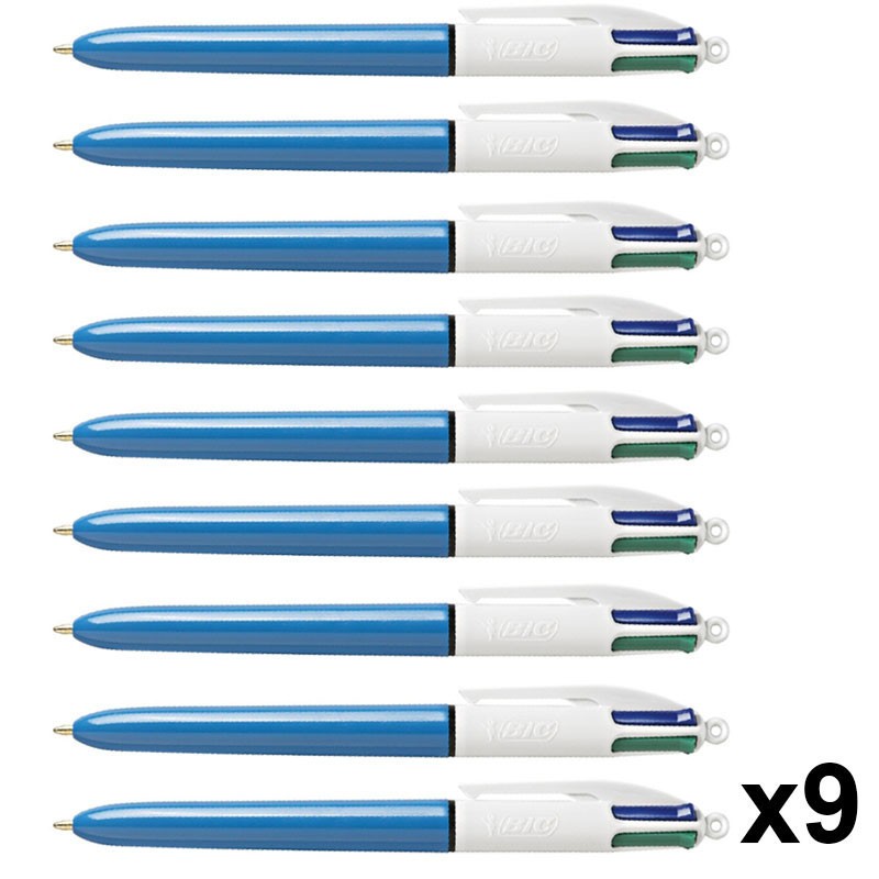 BIC 4 Couleurs Pack de 9 Stylos pour Organiser vos Cours et Réunions de Bureau