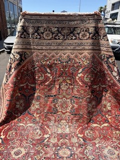 Auth: Antique MAHAL Distressed Wool Beauty Shabby Chic Hand Md ART Red 11x16