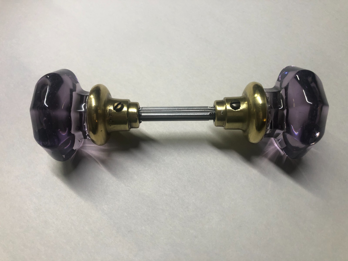 Sun Purple Glass Manganese-Uranium UV-Green Doorknob~2-1/4