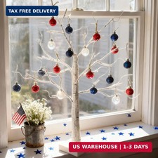 HipTree Mini Patriotic 4th of July Tree Ornaments Decorations,30ct 1.18 Inch Red