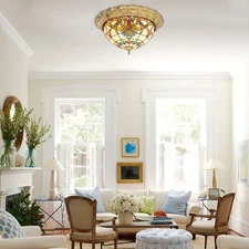 Tiffany Style Bowl Shade Pendant Lamp Chandelier Art Glass Shade Ceiling Light