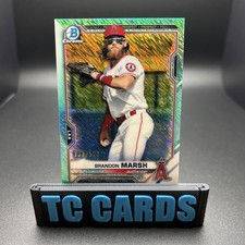 2021 Bowman Chrome Prospects Aqua Shimmer Refractor /125 #BCP-112 Brandon Marsh 
