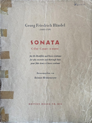 Georg Friedrich Händel Sonata C-Dur für Altblockflöte und B. C. Edit. Moeck 2013