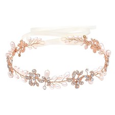 Rose Gold Luxury Bridal Headbands With Genuine Freshwater Pearls Hair Vines W...