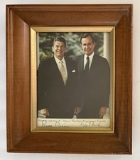 Ronald Reagan George H.W. Bush AUTOGRAPHED Photograph Printed Signature Framed