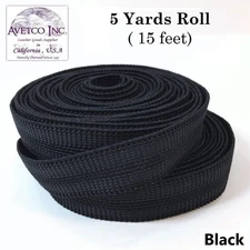 Avetco Black Channel Buckle Elastic 18mm Webbing Strap for Shoes & Bags 5 Yards