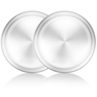 2 Pack 12 Inch Stainless Steel Round Pizza Oven Pan Tray for Baking Serving