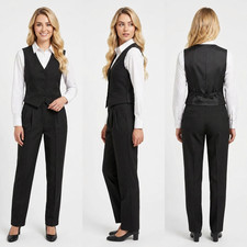 Womens 2 Piece Co Ord Suit Set Waistcoat & Trousers Formal Office Smart Workwear