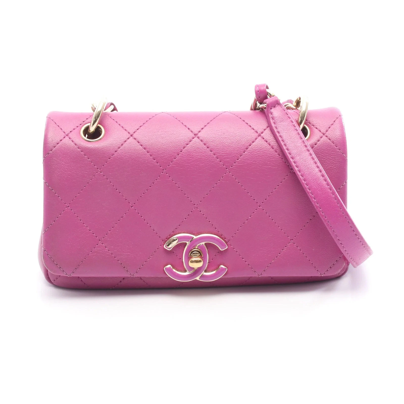 Chanel — Chanel Matelasse Shoulder Bag Pink Leather #RCB1521