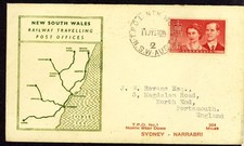 Australia to US SYDNEY to NARRARBRI TPO 1 NW NSW Railway TPO Illustrated 1954