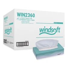 Windsoft 2360 2-Ply Flat Pop-Up Box Facial Tissue - White (30 Boxes/Carton) New