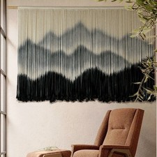 IOWER Macrame Wall Hanging Mountain Dip-Dyed Macrame Wall Decor Large Modern