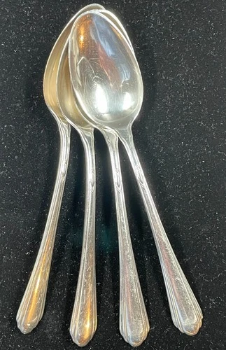 Set of Four Lady Diana by Towle Sterling Silver Teaspoons 6", 3.03 Toz