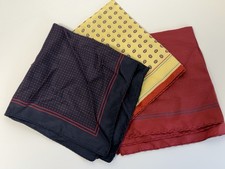 Vintage John Henry Hand Rolled Men s Silk Pocket Squares 3pc Lot
