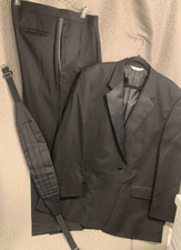 Versini Tuxedo Cumberbun Black Size 52 Jacket 48 Pants 100 Worsted Wool