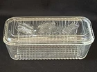 Vintage 1940s Federal Glass Refrigerator Dish Ribbed Embossed Vegetables Lid