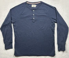 Normal Brand Mens Large Henley Shirt Blue Long Sleeve Casual Comfort
