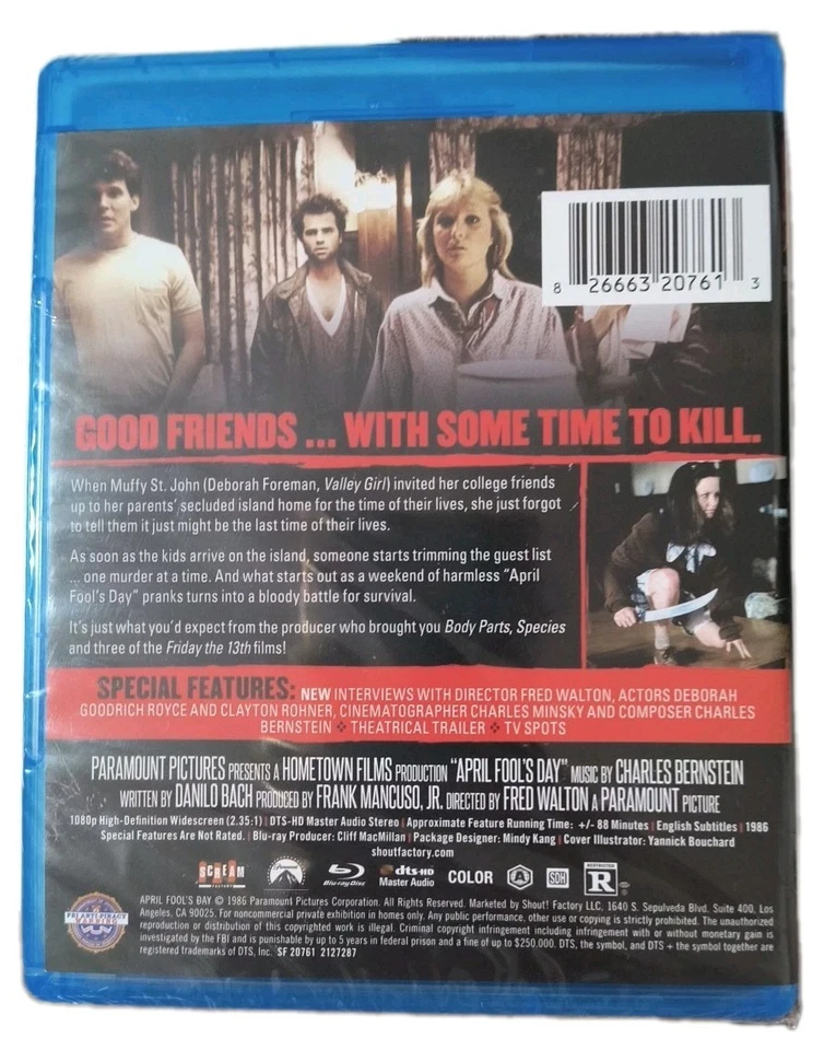 April Fool's Day (1986) (Blu-ray) Scream Factory w/ Slipcover NEW SEALED - Image 3 of 4