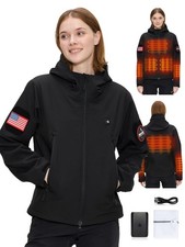 Heated Jacket for Women with 12V Battery Pack - 5 Heat Zones Soft Shell Electric