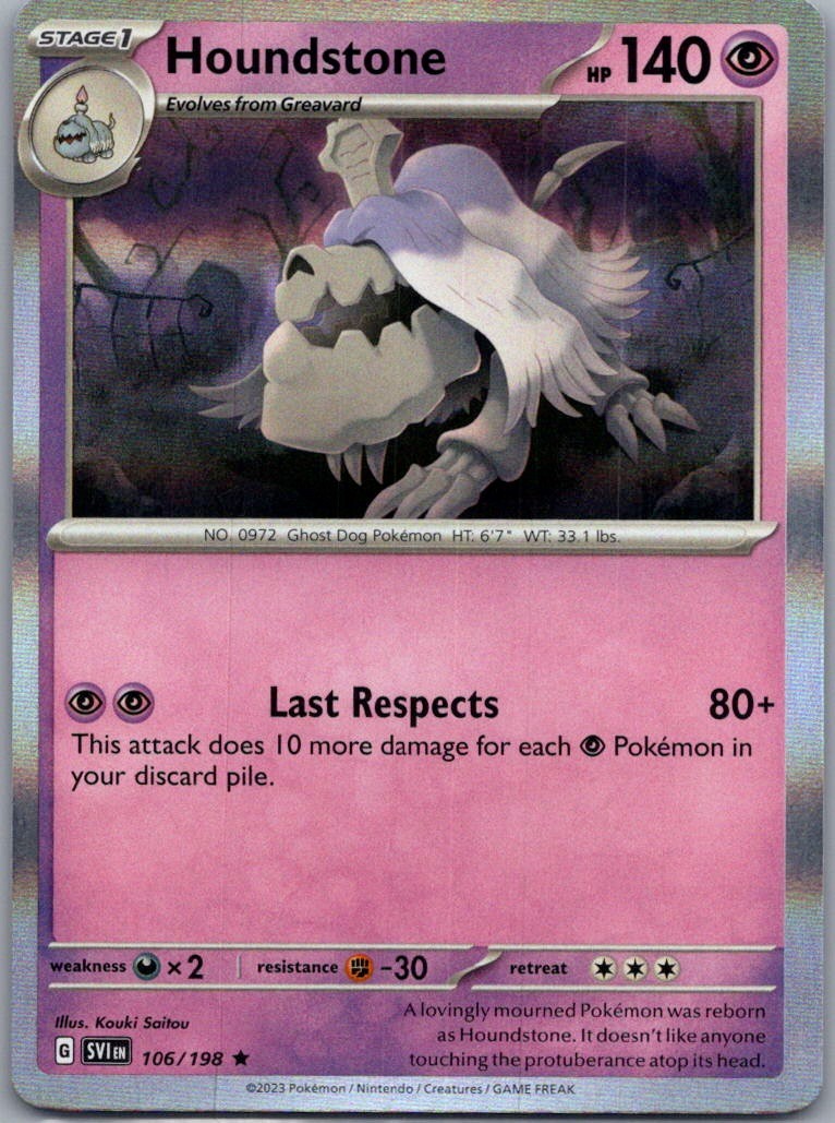 Houndstone Rare Holo 106/198 SV01: Scarlet & Violet Base Set NM