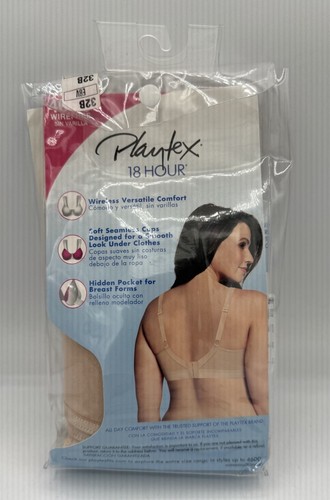 Reggiseno Playtex 18 ore senza ferretto chiusura davanti e dietro nudo beige cotone #400C taglia 32B - Foto 2 di 3