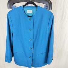Vintage Pendleton Blazer Jacket Women's Virgin Wool Blue Made in USA Size 18W