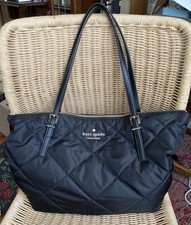 Kate Spade Quilted Black Tote/overnight Bag, Leather Straps, VGC