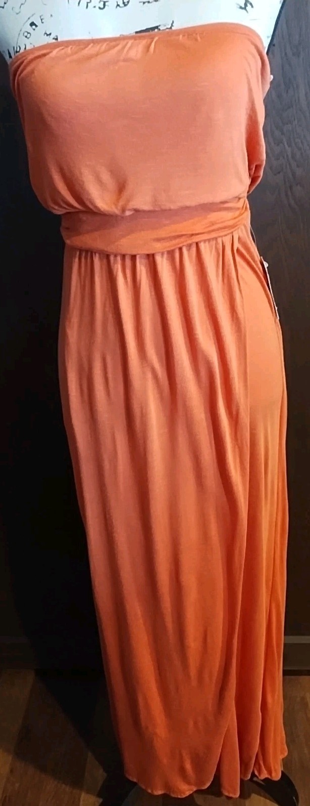 Spring Easter NEW QSW  Quiksilver Size Small Strapless Maxi Dress Pumpkin Orange