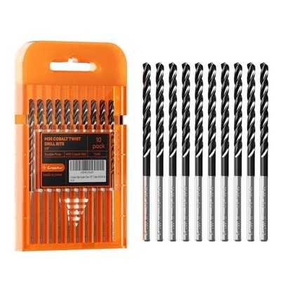  M35 Cobalt Drill Bit Set - 10-Piece 1/8'' TiAlN Coated Bits for 10pcs(1/8in)