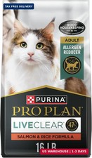 Purina Pro Plan LiveClear Allergen Reducing Dry Cat Food, Salmon, 16 lb