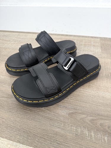 Dr. Martens Size US W10 M9 Chilton Black Leather Double Strap Slide Sandals