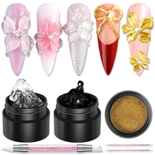 3D Sculpting Gel for Nail Art, 2PCS Clear & Black Solid Builder Kit, Non-Stick M