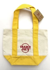 Trader Joes Mini Canvas Tote Bag Yellow🔥New With Tags🔥